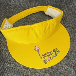 Vintage 90s Beverly Hills Blues Sun Visor OS Yellow Palm Tree Neon Logo‎ Resort